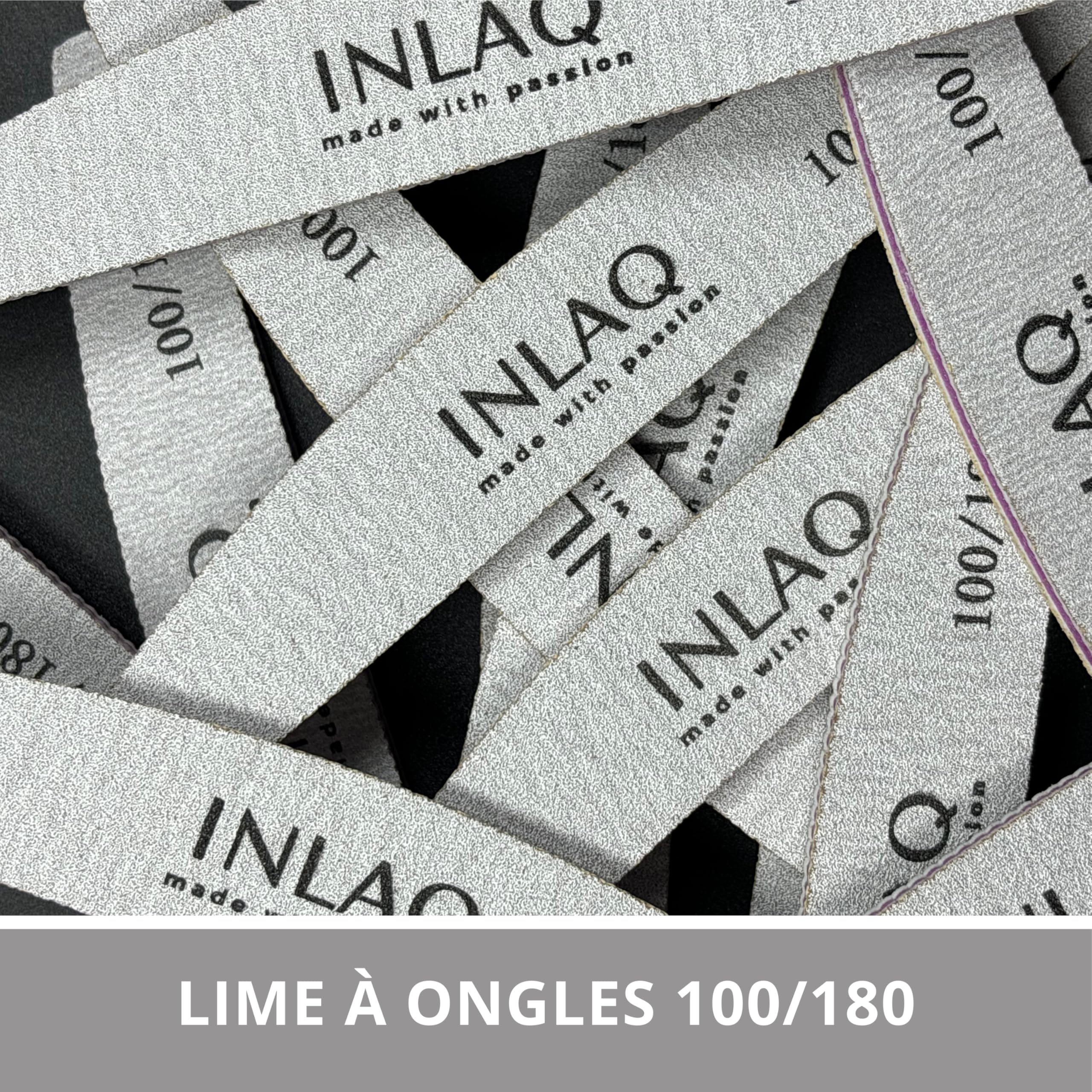 INLAQ® Lime à Ongles 100/180 - Professionnelle en demi-lune Durable Résistante à l'abrasion - Set de Limes à Ongles Jetable - Idéal pour Manucure en Salon et à Domicile Résultats Parfaits - 25 pièces