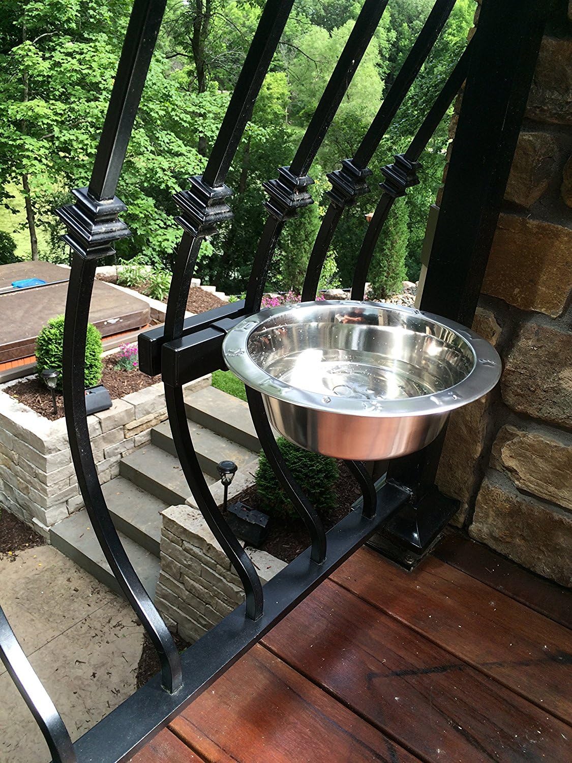 Hold It Mate Adjustable Dog Bowl Kit (Single) Attach to Vertical Railing Spindles at Your Pets Height! Water Bowl or Food Bowl