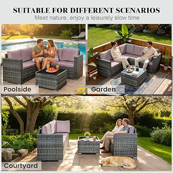 rattanstar 5 Seater Rattan Garden Furniture Sets, Outdoor Corner Sofa Set
