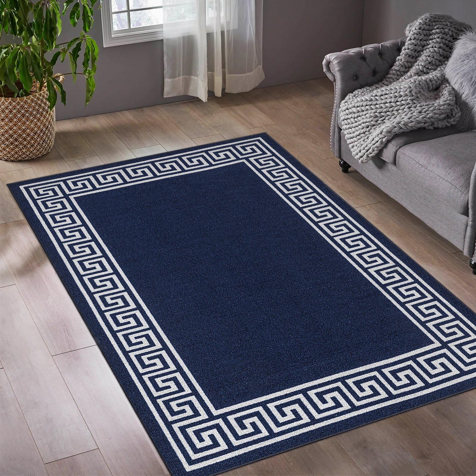 renoazul® Carpet Runners for Hallways Non-Slip Long & Wide Heavy-Duty Plain | 80 x 300 cm Super Absorbent Indoor Stair Carpet and Kitchen Anti-slip Floor Mats - Greeky Rug - Grey & Black — view 149