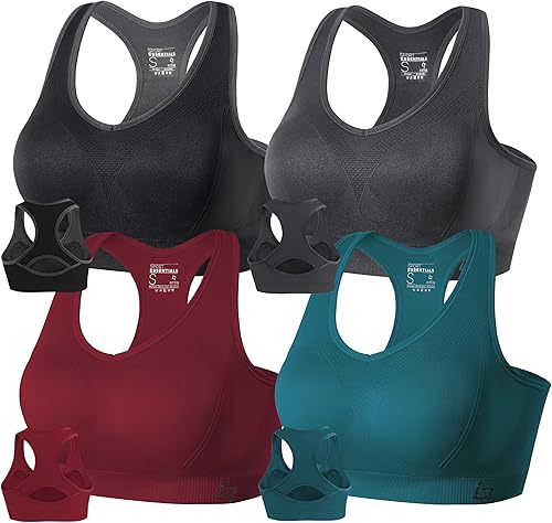FITTIN - Brasier deportivo con espalda cruzada para mujer, soporte acolchado de alto impacto sin costuras para yoga, gimnasio, entrenamiento y.