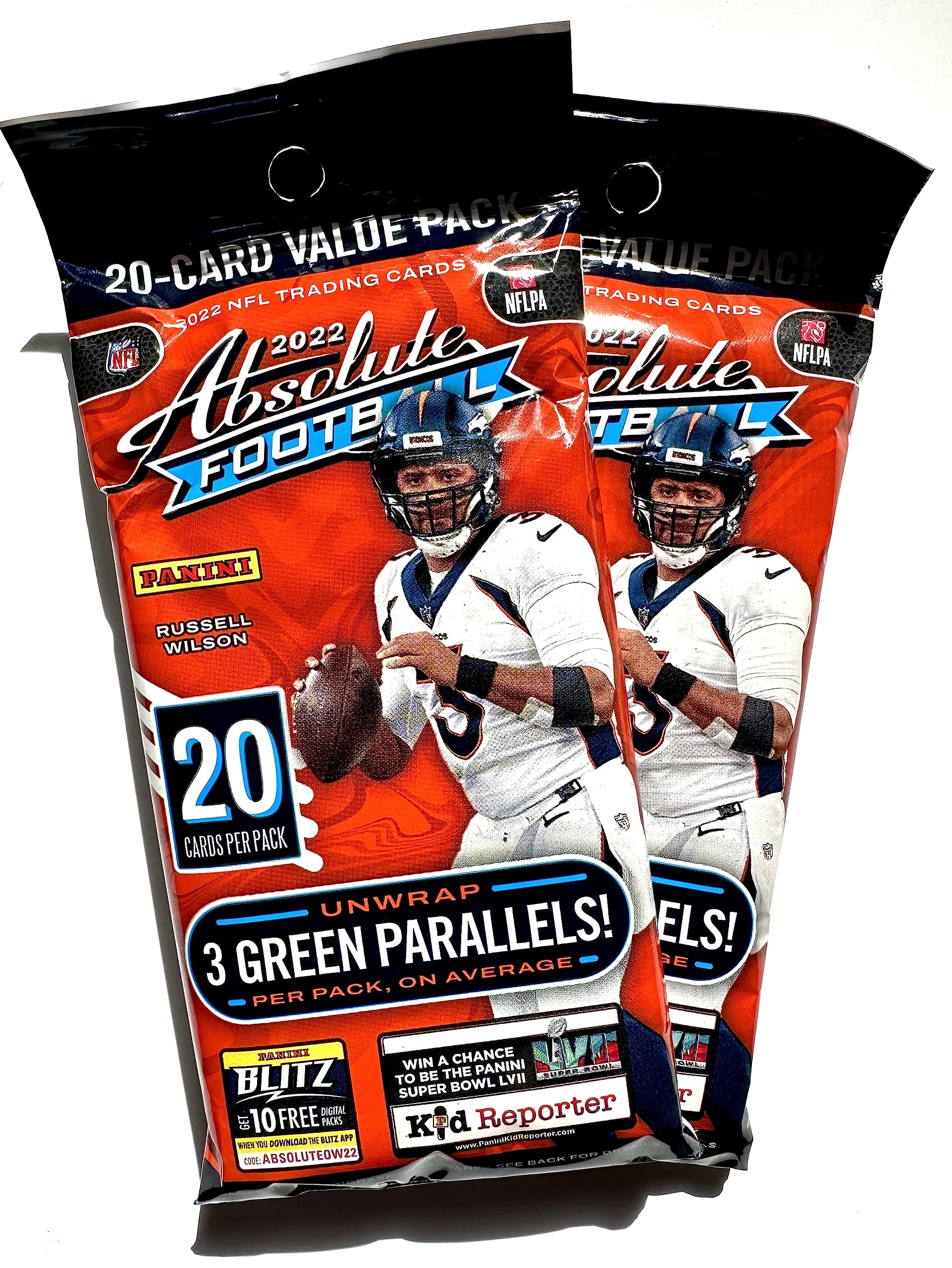 2022 Panini Absolute Football 2 Cello Fat Packs (2) - 40 Football Cards Total - Look for Brock Purdy Rookie Cards and Others