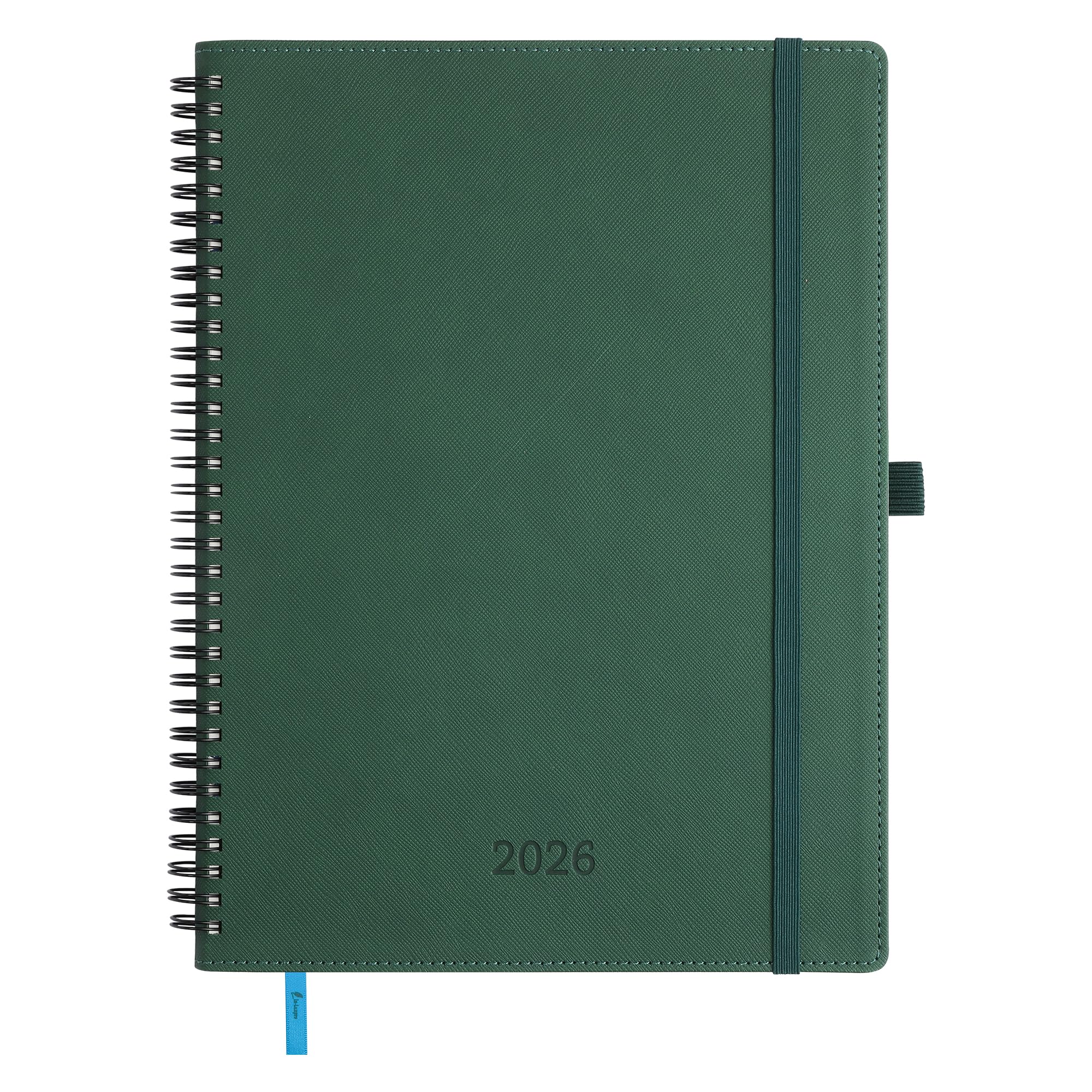 IN-LUXPRO Kalender 2026: A4 Buchkalender 29x21,7cm Ringbuch Terminplaner 1 Woche 2 Seiten 2026 Wochenplaner Notizbuch,12-Monate(Jan.- Dez.) mit 100GSM Papier & Stiftschlaufe PU-Leder Grün
