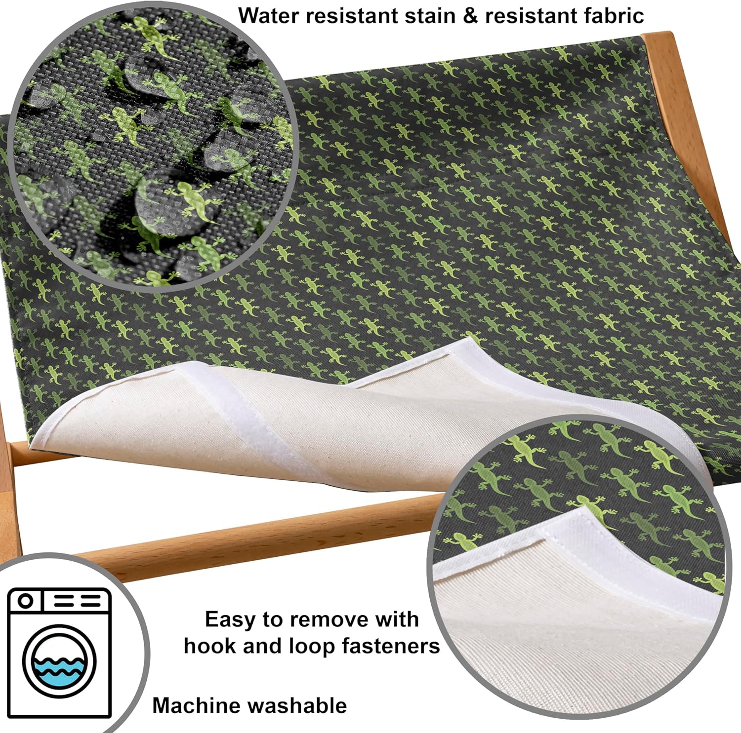 review Ambesonne Salamander Pet Hammock, Repeating Continuous Print of Wildlife Organisms Reptiles, Bed for Kittens Canopy with Durable Wooden Frame, 22