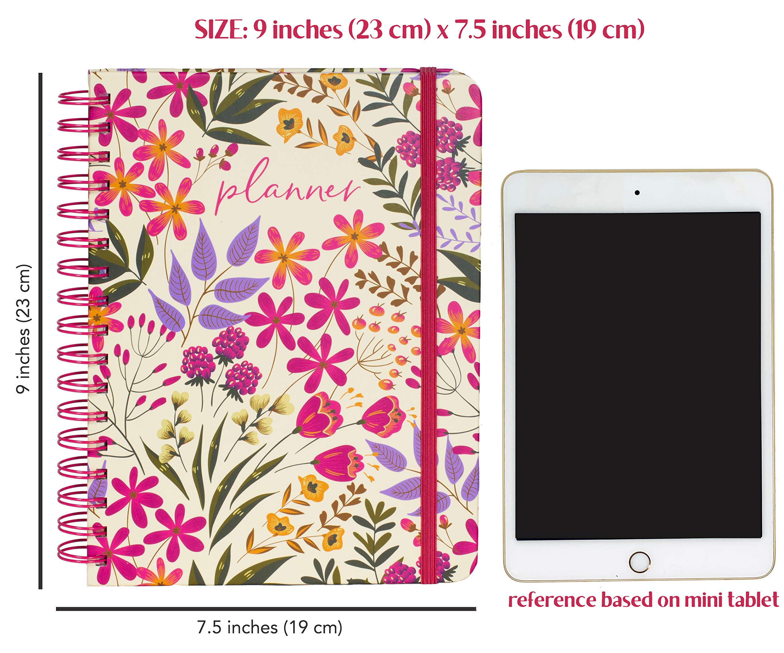 Steel Mill And Co Small Weekly And Monthly 12-Month Planner January 2025 - December 2025, Soft Cover Spiral Agenda, Daily Planner With Monthly Calendar, Stickers, And Pockets (Navy Garden Blooms