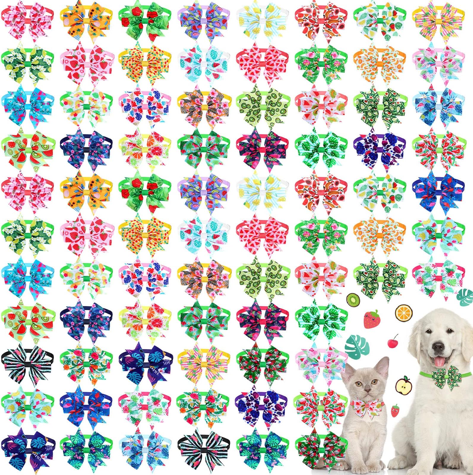 Maitys 80 Pcs Summer Spring Dog Bow Ties Collars Bulk for
