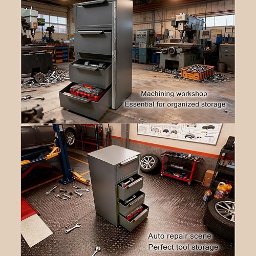 Miniatura 6 de Gabinete lateral de caja de herramientas con cerradura, Gabinete de acero soldado, Gabinete de almacenamiento multifuncional, 12.6 pulgadas de