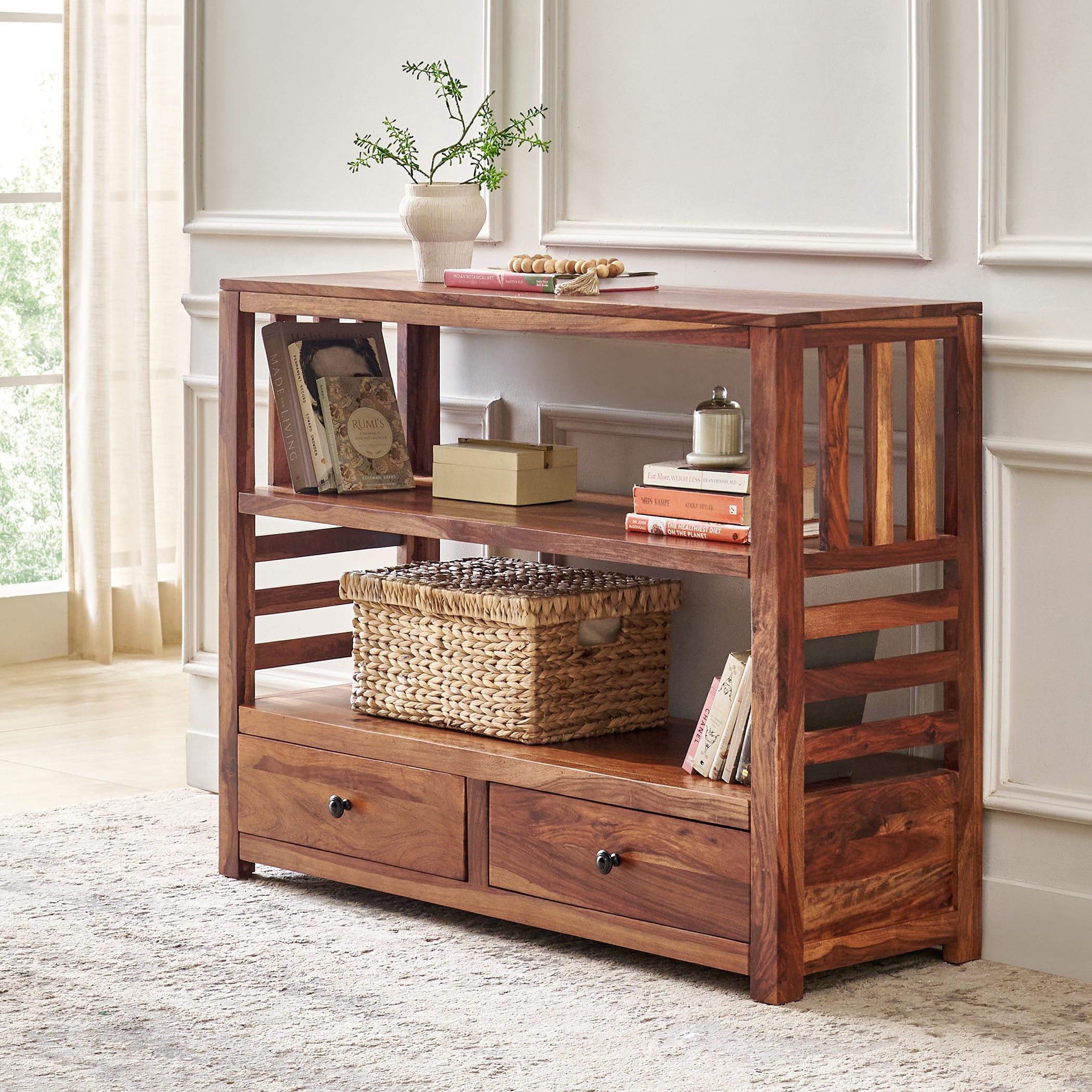 Home Centre | Adana Grand | Book Cabinet | Solid Wood | Brown | 1 Year Warranty-image-18