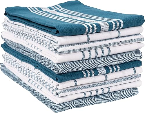 Miniatura 1 de KAF Home Soho - Juego de 10 paños de cocina de 18 x 28 pulgadas suaves y absorbentes juego mixto de toallas planas verde azulado