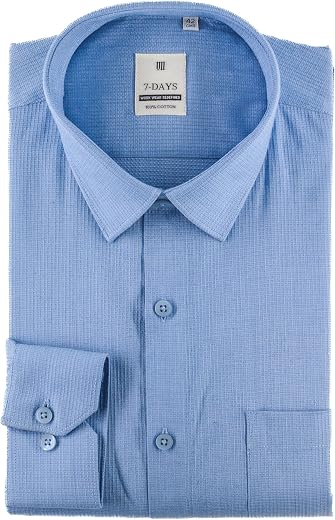 7-DAYS Men's Premium Formal Shirts – Regular Fit, Full Sleeve, 100% Pure Cotton, Self-Design, with Pocket - Stylish Office...