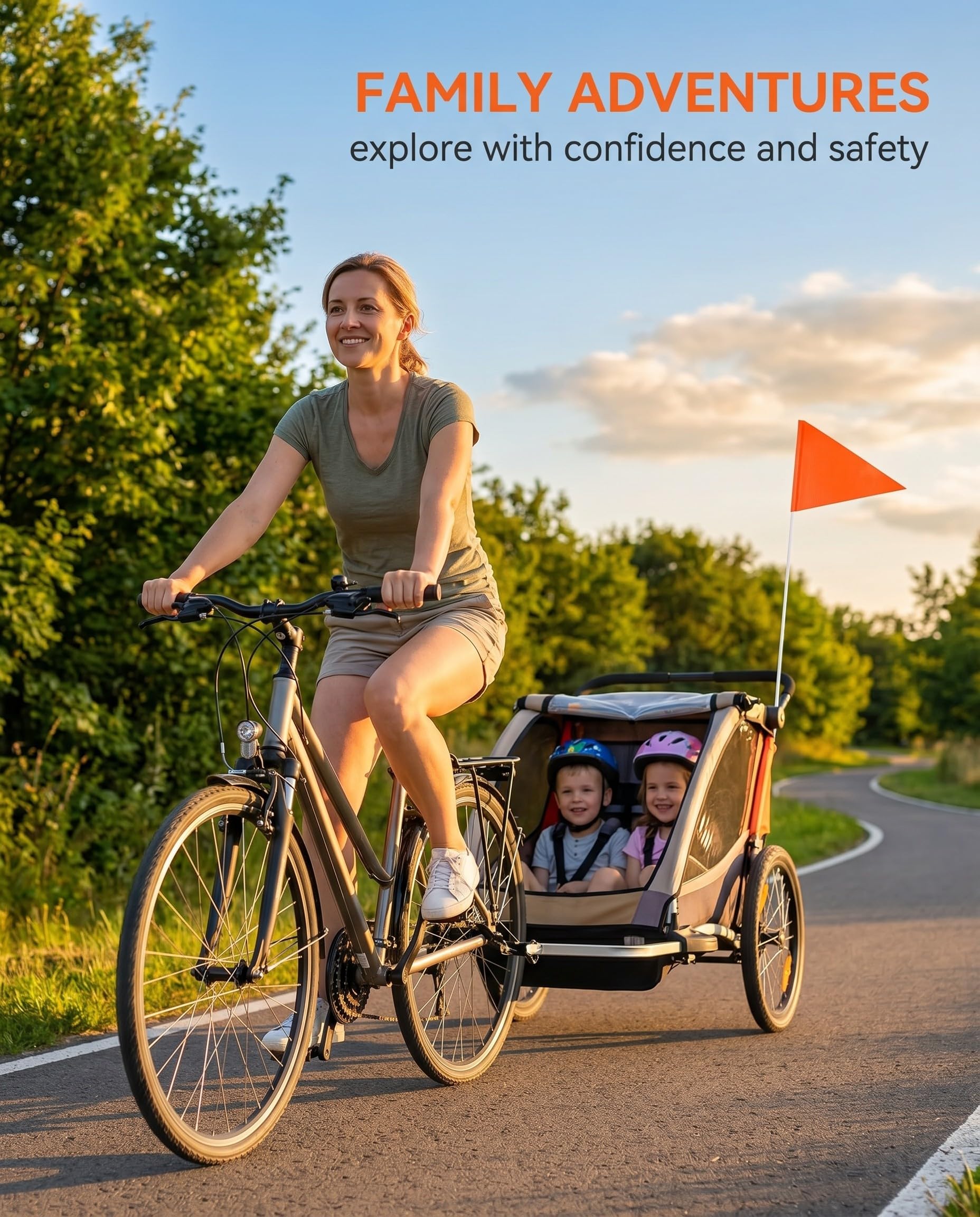 GAJUS Bandiera di Sicurezza per Bici, Bandierina Arancione ad Alta Visibilità per Bambini e Adulti, Bandiera Bici Bambini per Carrello Bicicletta, Trailer, Kayak e Attività Outdoor