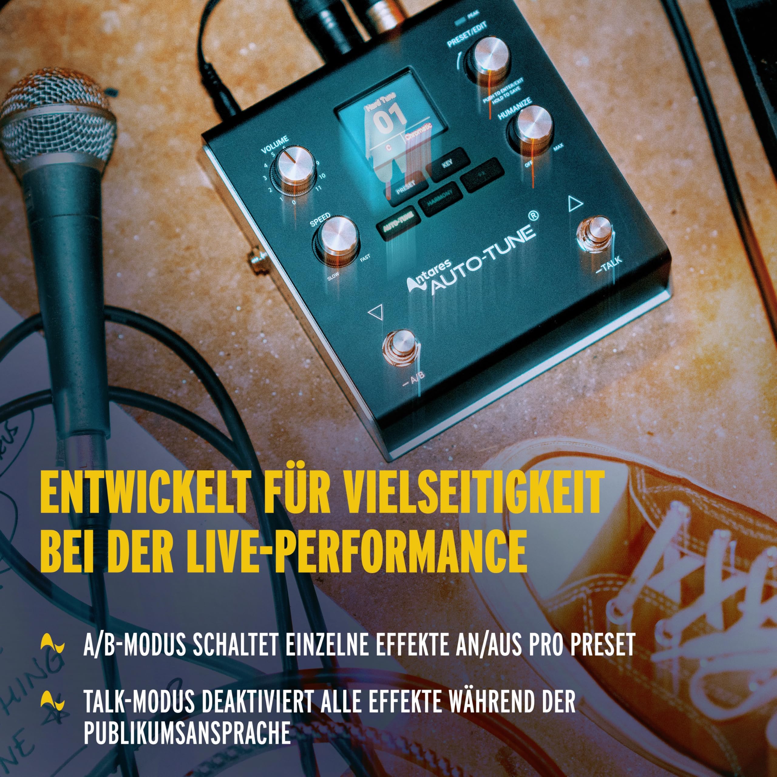 HeadRush VX5 Vocal Effekt Pedal mit Antares AutoTune, Pitch-Korrektur in Echtzeit, Vocal Harmony, Gitarren- und Mikrofoneingang und Audio Interface