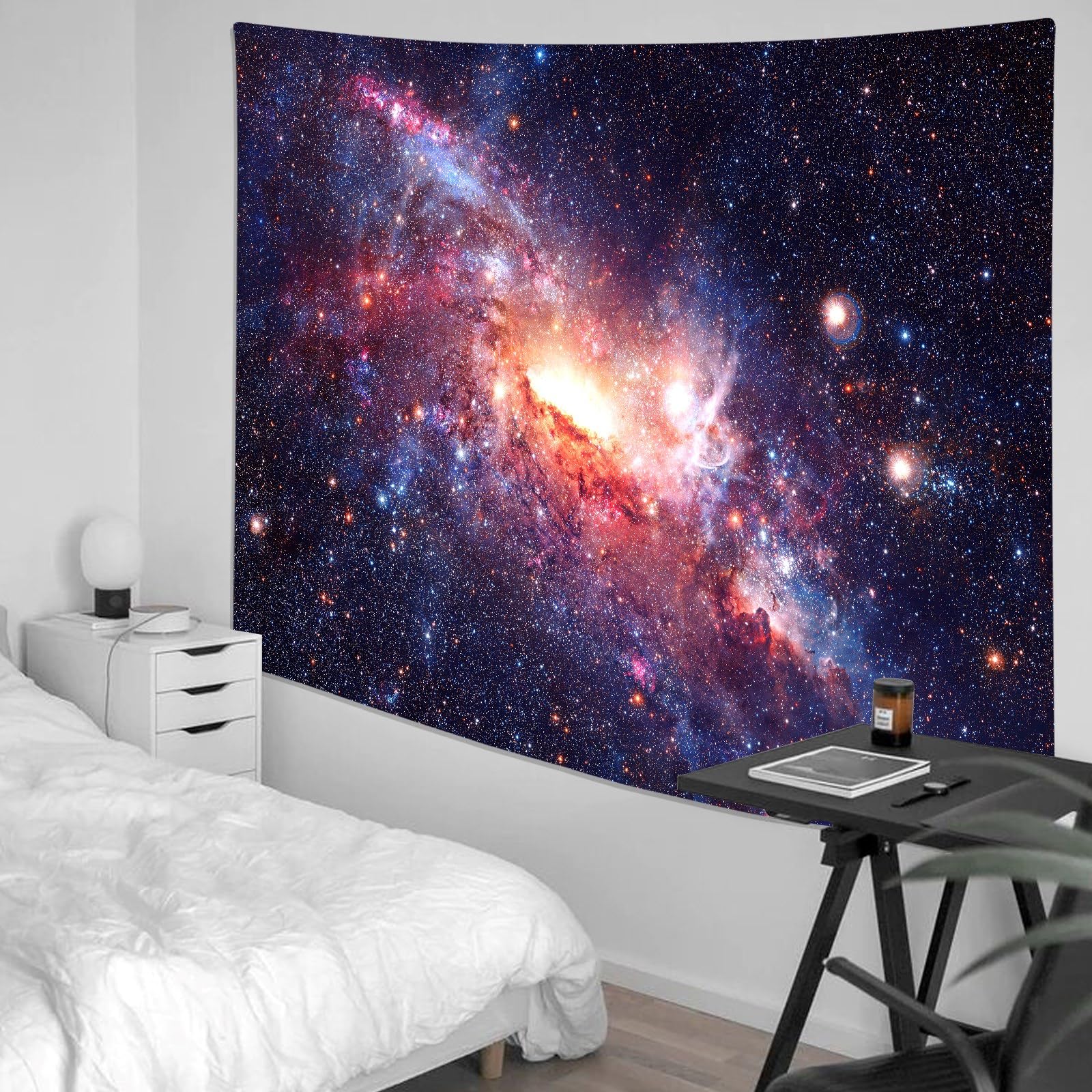 Wandteppich Galaxie-Sternhimmel – 150x130 Cm, UV-reaktiv, Schwarzlicht-Effekt