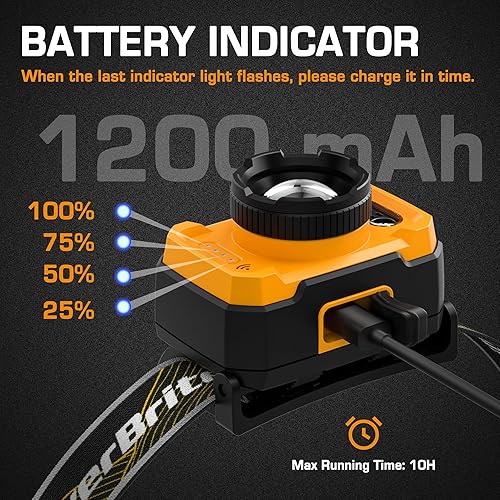 Miniatura 4 de EverBrite Linterna frontal de 600 lúmenes, faro recargable con 4 modos, lámpara de cabeza súper brillante con foco y reflector, sensor de
