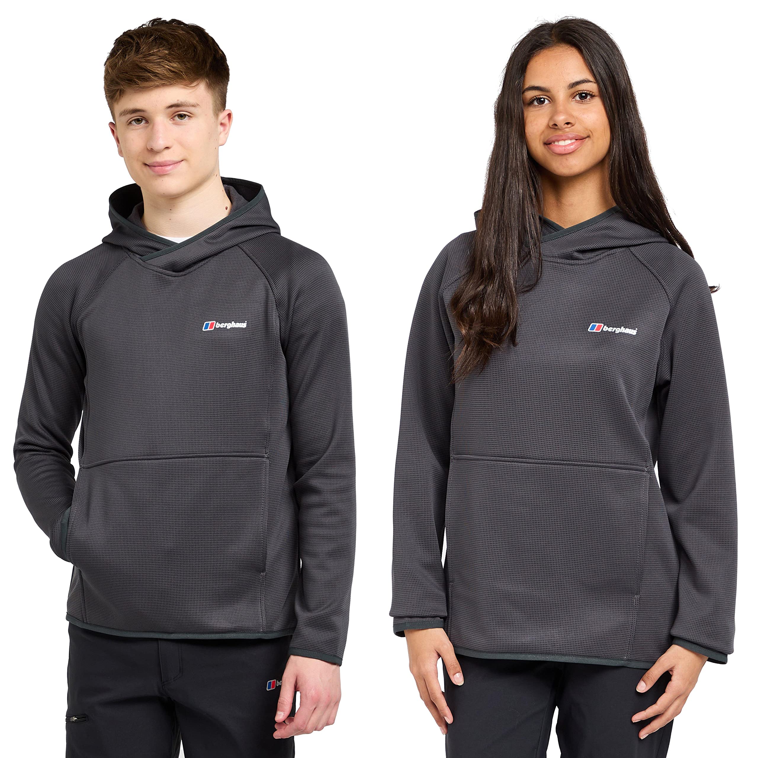 Grey Kid's Berghaus Logo Hoody - Size 13 - Pull Over - Mid-Layer - Kangaroo Pocket - Walking - Casual - School