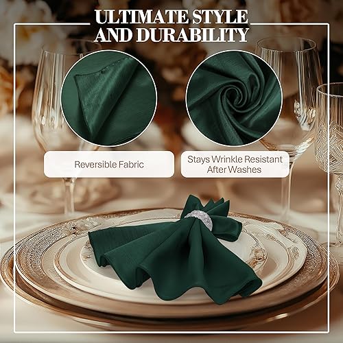 Miniatura 4 de Ultimate Textile -10 docenas - Reversible Shantung Satin - Majestic - Servilletas de tela Majestic de 17 x 17 pulgadas, color verde cazador