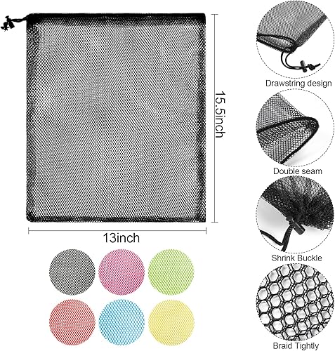Miniatura 3 de 12 bolsas de malla de 13 x 155 pulgadas bolsa de gimnasio con cordón de nailon con cierre de cordón para coleccionar juguetes viajes y deportes