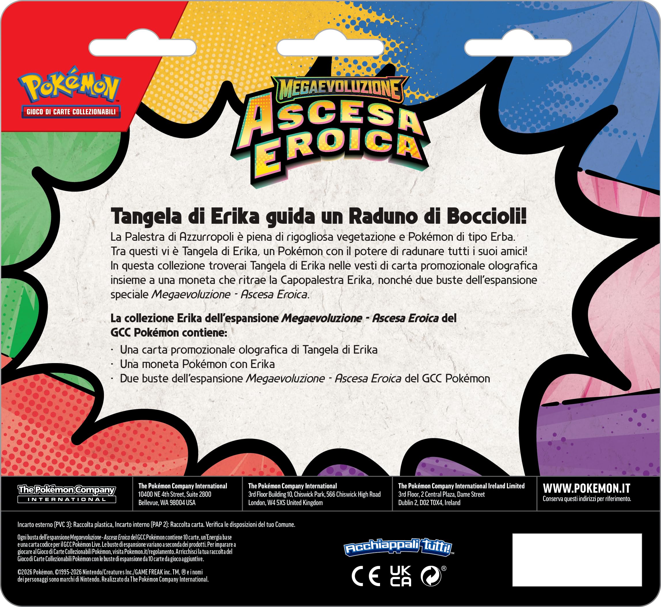 Pokémon: collezione Erika dell’espansione Megaevoluzione - Ascesa Eroica del GCC Pokémon (una carta promozionale olografica, una moneta e due buste di espansione), Edizione in Italiano