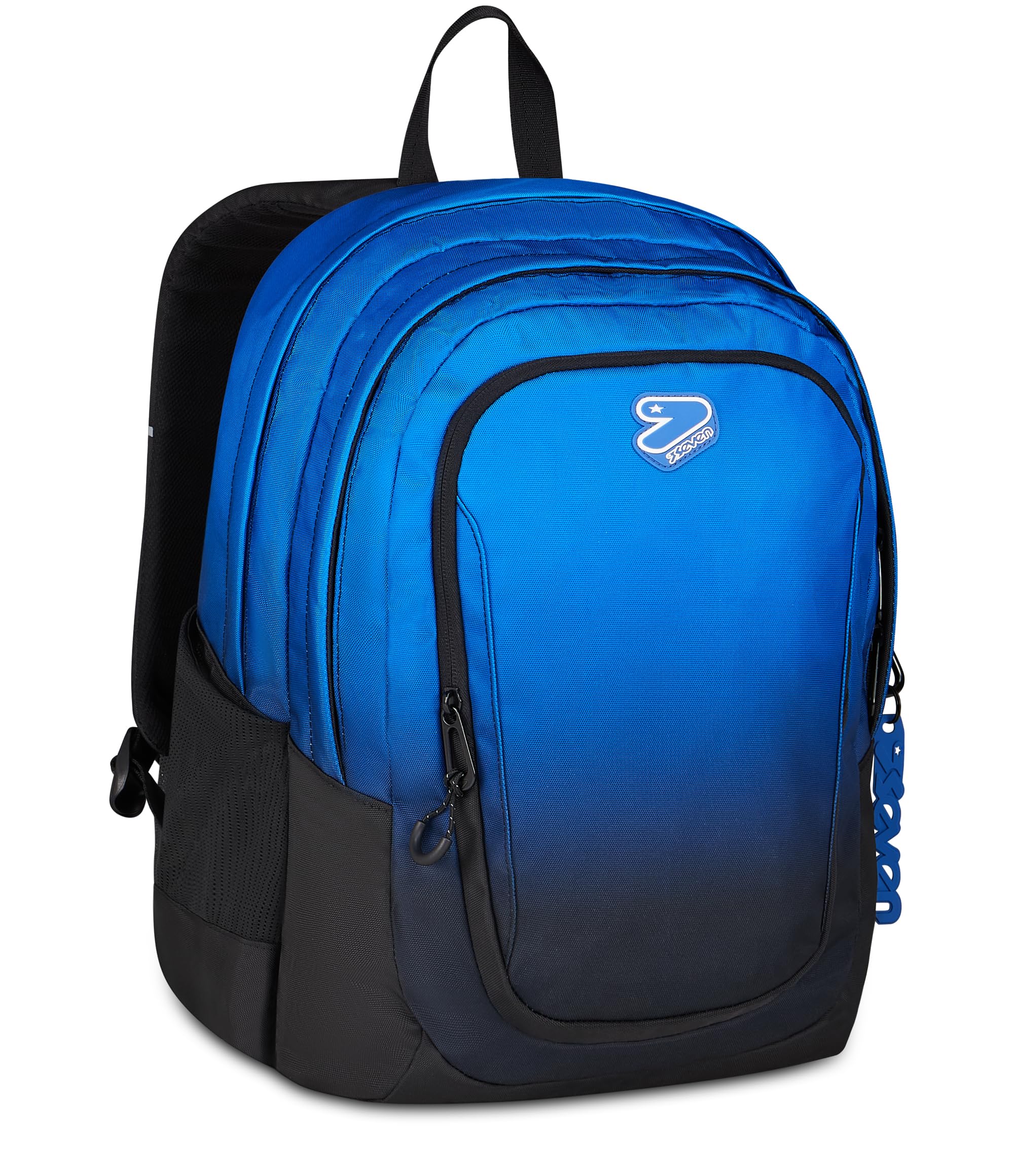 Seven Zaino Scuola SHADE TECH, Doppio Scomparto, Blu, 29 L, Tasca frontale con zip, Tasca laterale portaborraccia, Scomparto Interno porta pc, Scuola media e superiore, Bambini, Ragazzi