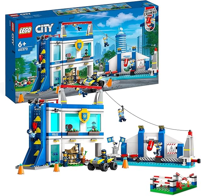 LEGO 60372 City Police Training Academy Station Playset with Obstacle Course, Horse Figure, Quad Bike Toy and 6 Officer Minifigures for Kids, Boys & Girls Aged 6 Plus