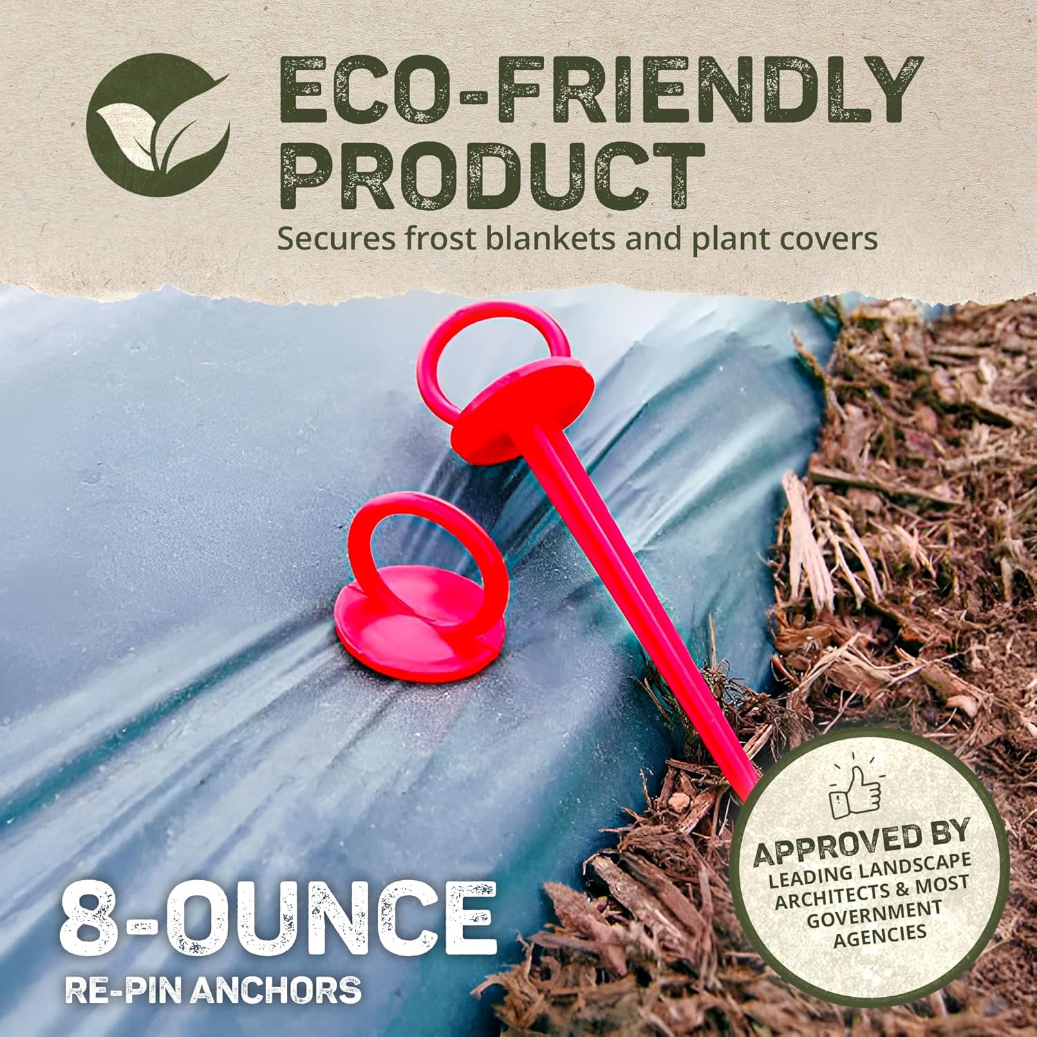 Dewitt 300-Pack Red Re-Pins Gardening Anchors – Reusable Plastic Garden Stakes for Securing Frost Cover, Plant Protector, Seed Blanket, and Lightweight Landscape Fabric
