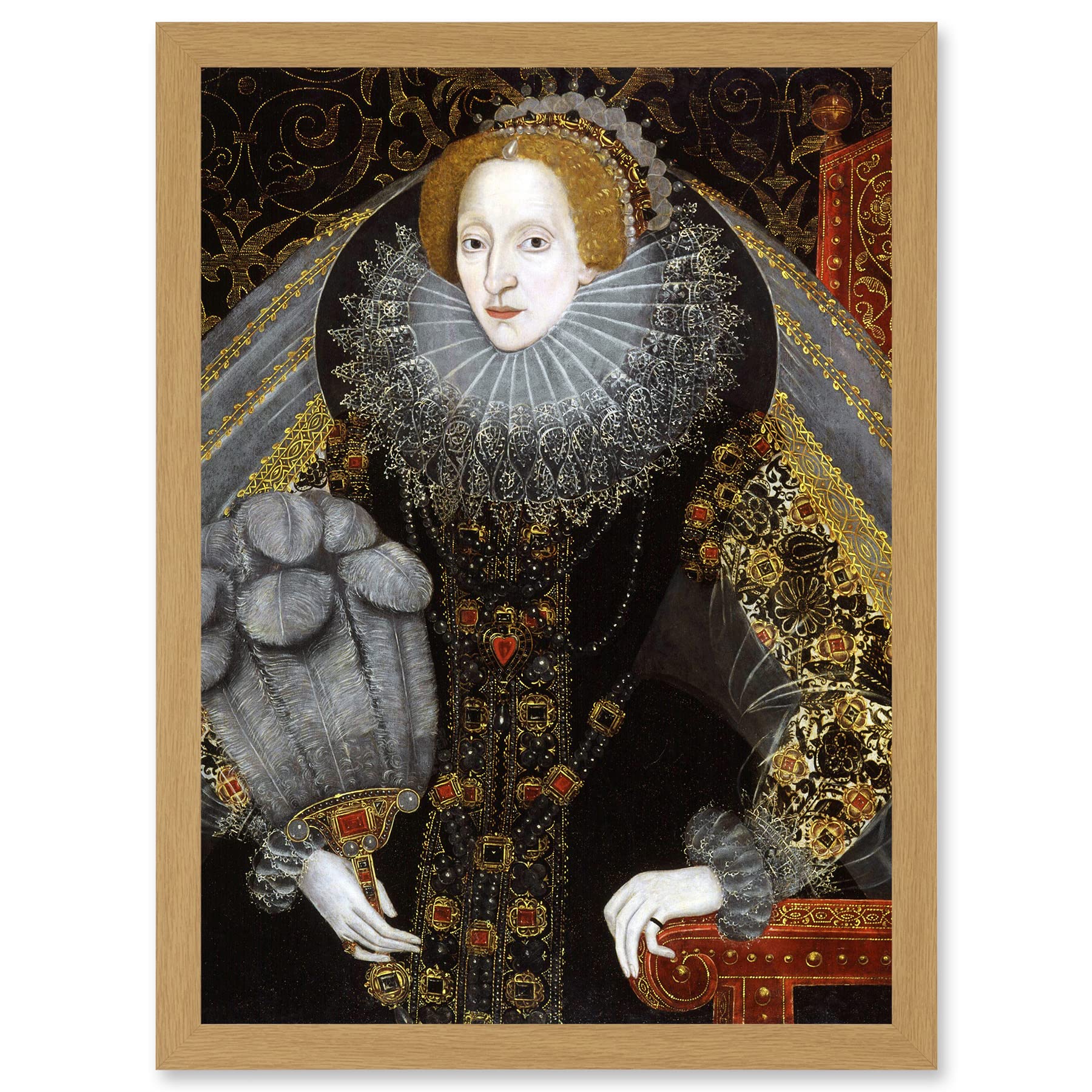 Artery8 Queen Elizabeth I England Portrait Painting Royal Historic Artwork Framed Wall Art Print A4