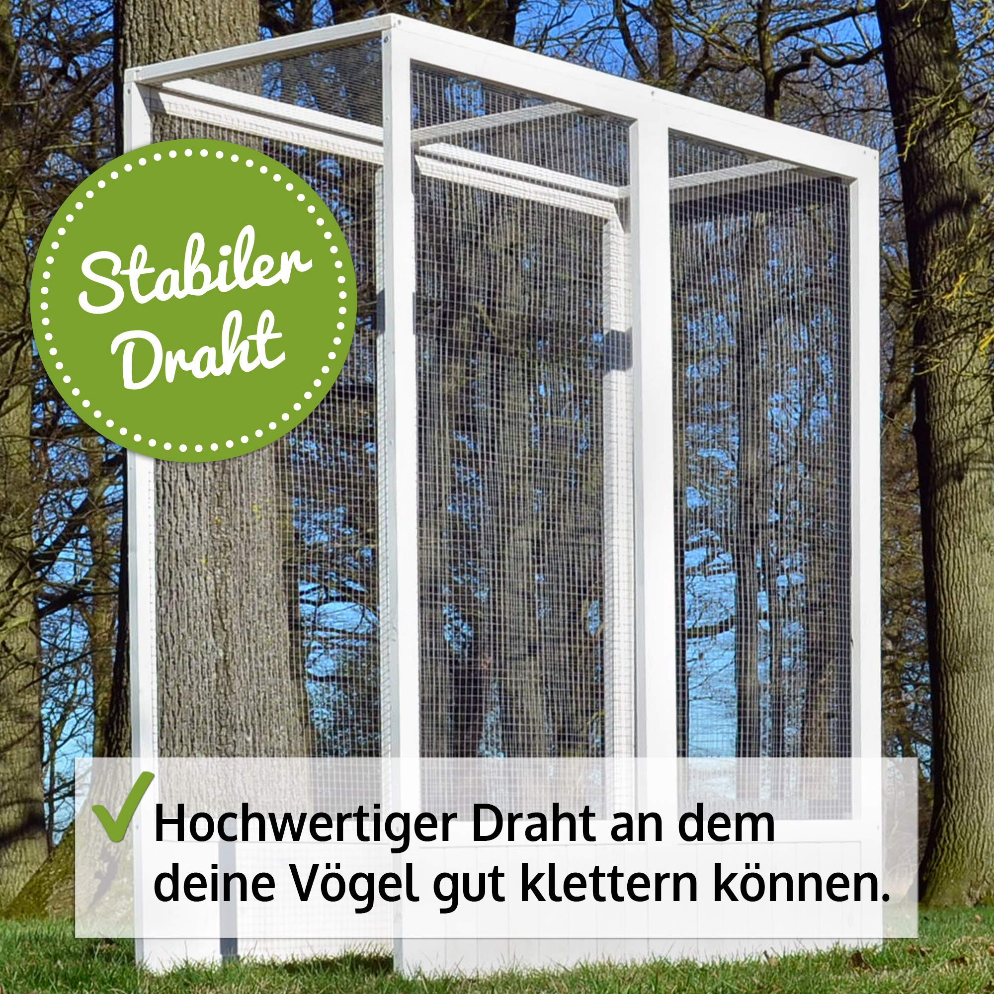 zooprinz Premium XXL Vogelvoliere mit Sitzstange – aus hochwer-tigem Vollholz und verzinktem Draht – witterungsbestän-dig und langlebig – Auslauf erweiterbar (Auslauf)
