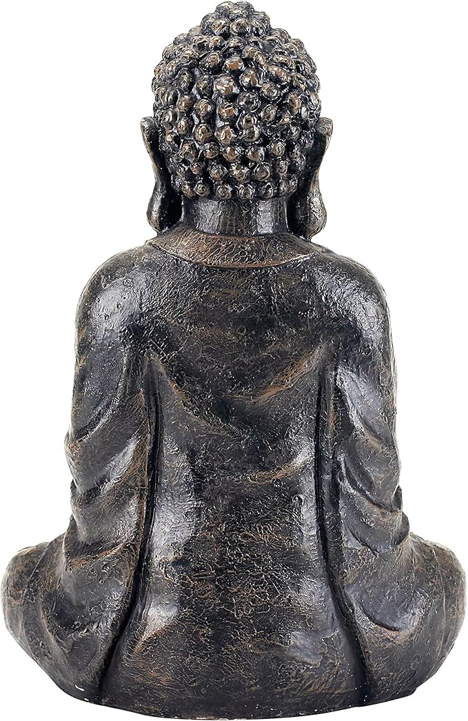 Figura Buda Sentado 11.5 pulgadas Resina Gris Meditación Zen Yoga Decoración miniatura 5