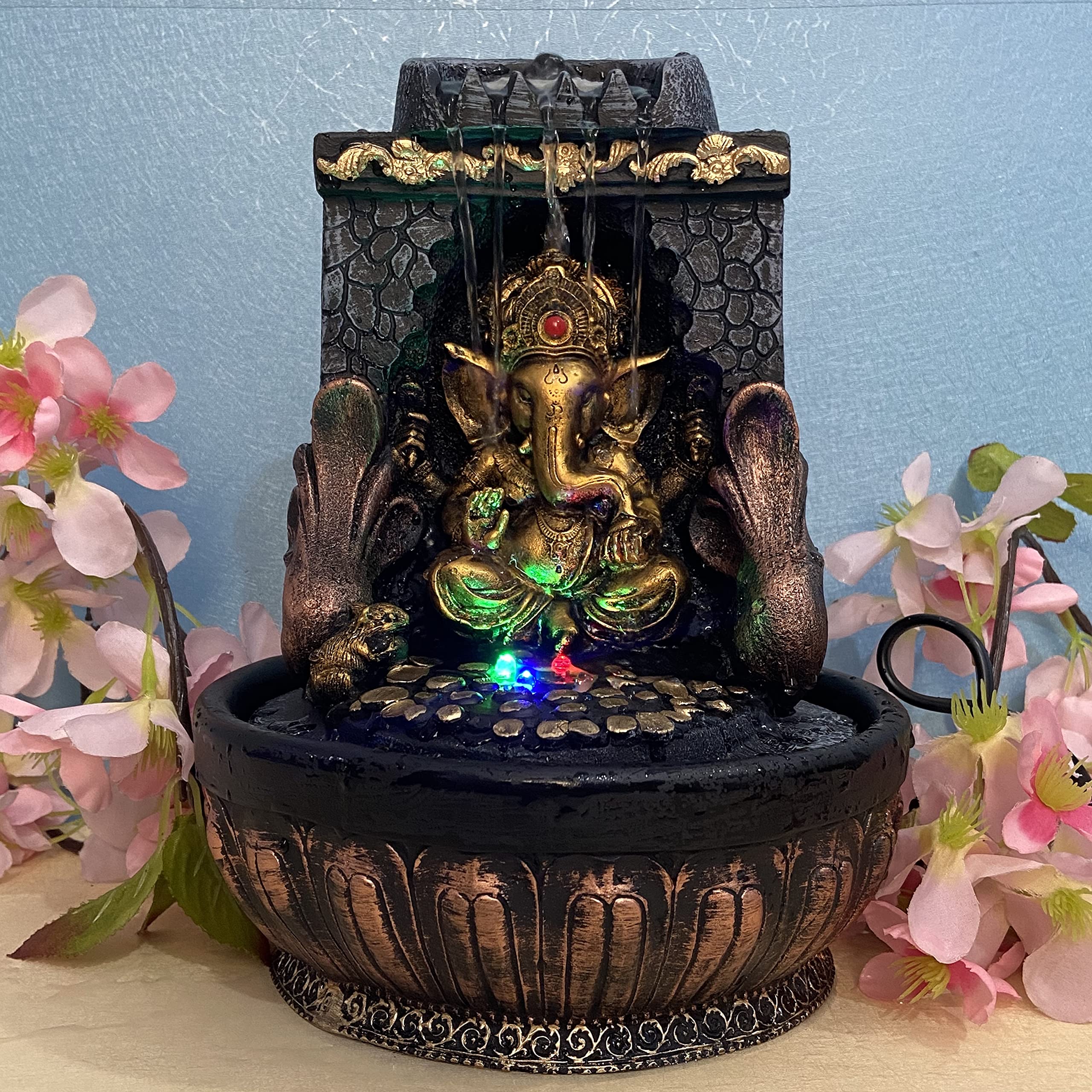 Briovy Polyresin Table Top Indoor & Outdoor Water Fall Fountain with LED Lights Home Decor Decoration Anniversary & Birthday Gift Gifting Items (FN 81) (FN-49)-image-47