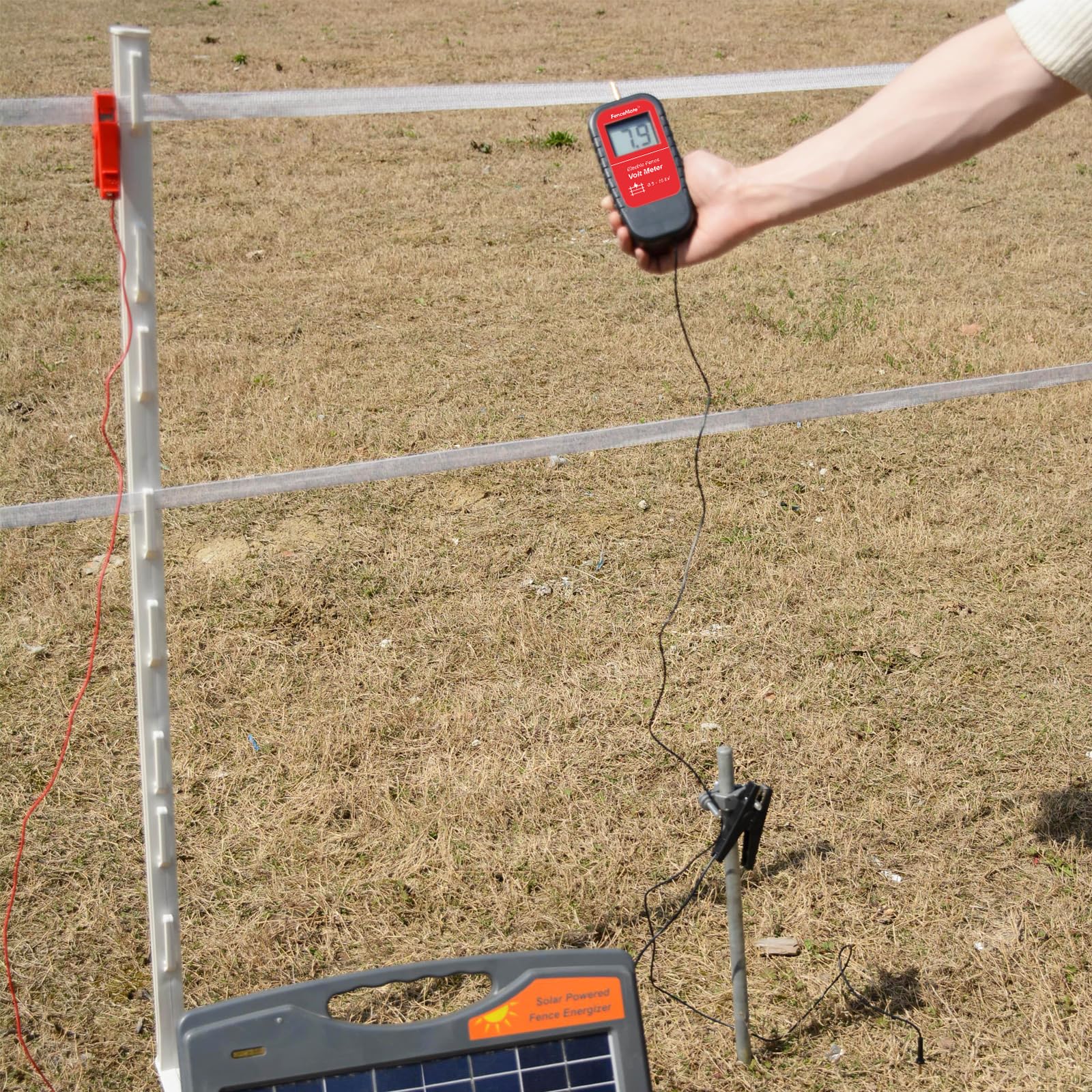 FenceMate digital Weidezaun Prüfgerät für Stromspannung bis zu 15 kV, Zaunprüfer mit großes LCD-Display, automatischer ein-/ausschalter, erdung und 9V Batterie inkl.