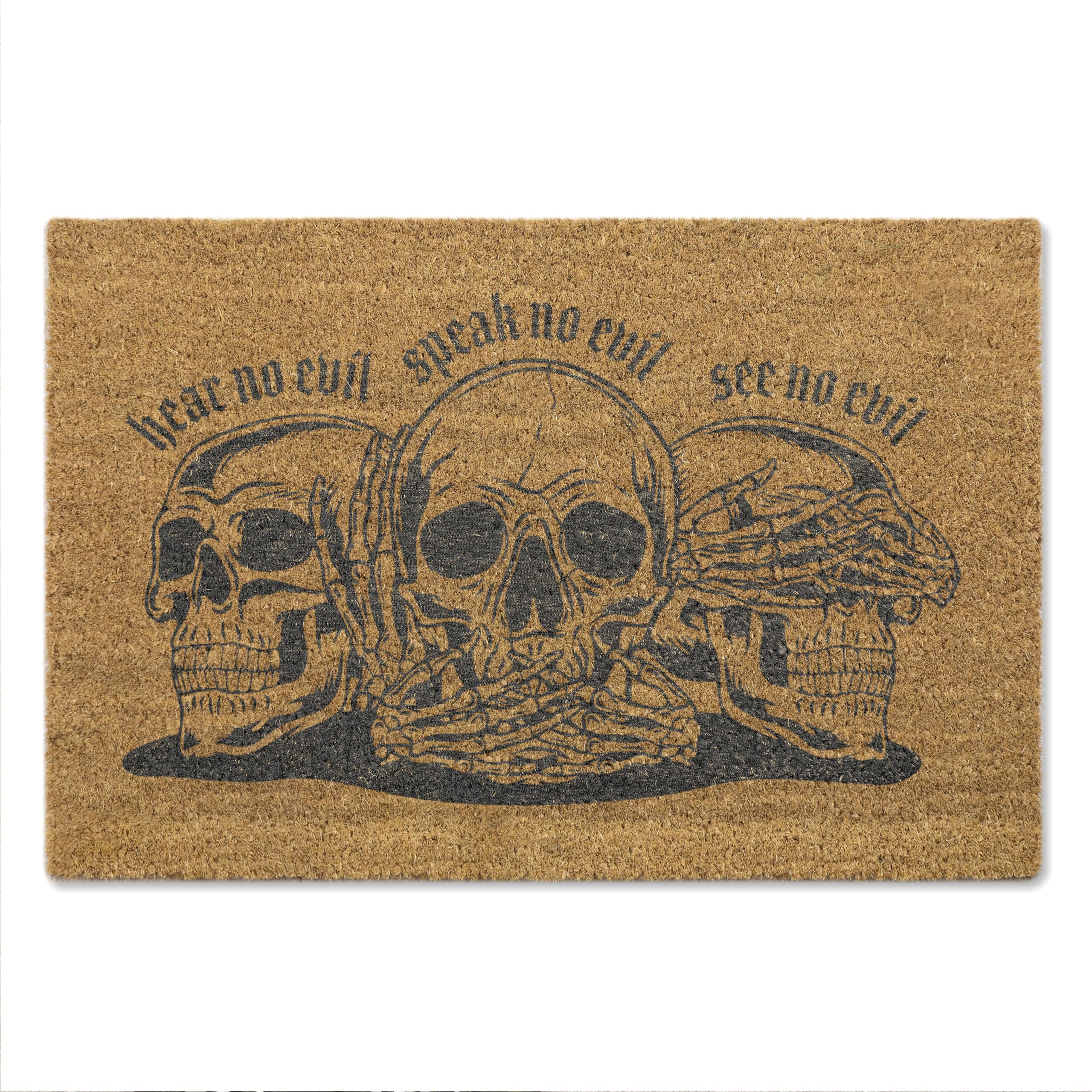 A1 Graphics Ltd Hear No Evil, See No Evil, Speak No Evil Brush Door Mat Front Doormat First Home Couple's Gift Gothic Doormat Spooky Gift Halloween