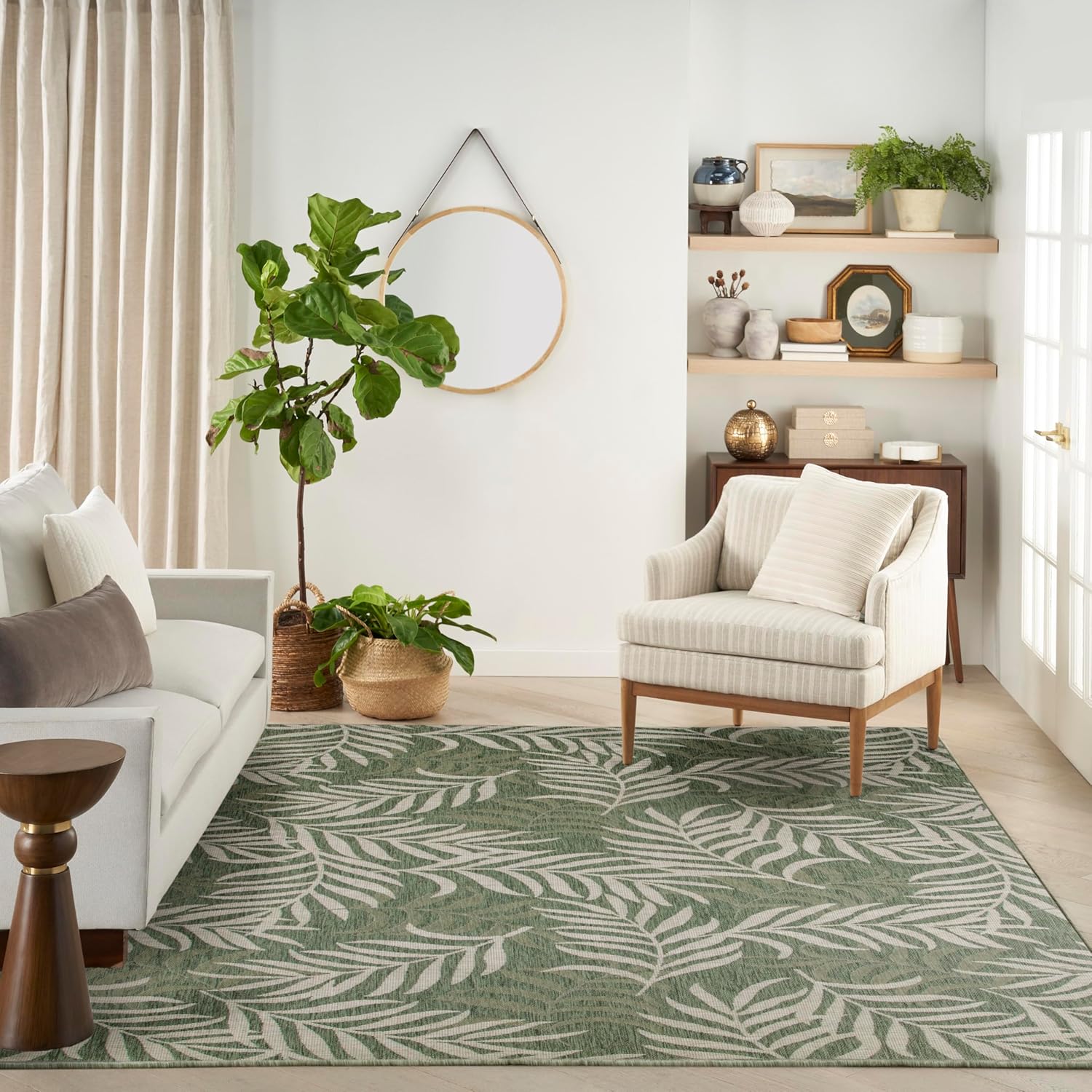 Nourison Home Garden Oasis Green Ivory 9' x 12' Area Rug - Easy Clean, Non Shedding, Bed Room, Living Room, Dining Room, Kitchen (9' x 12')