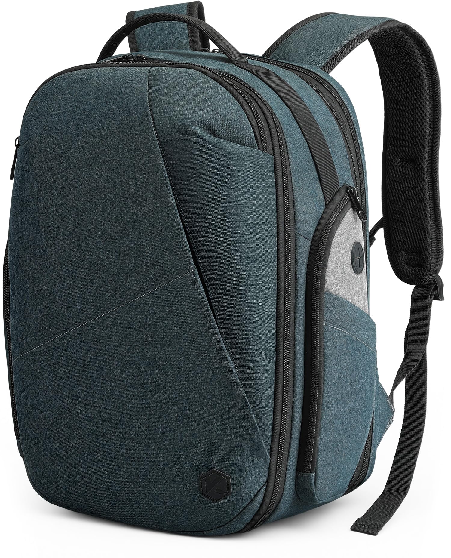 VANKEV Zaino da Viaggio Espandibile Bagaglio a Mano per EasyJet Borsa PC | 30L-38L, Grande Capacità, Zaino Leggero per PC 17 Pollici, Borsa da Viaggio Casual per Uomo e Donna, Blu Ardesia Quantistica