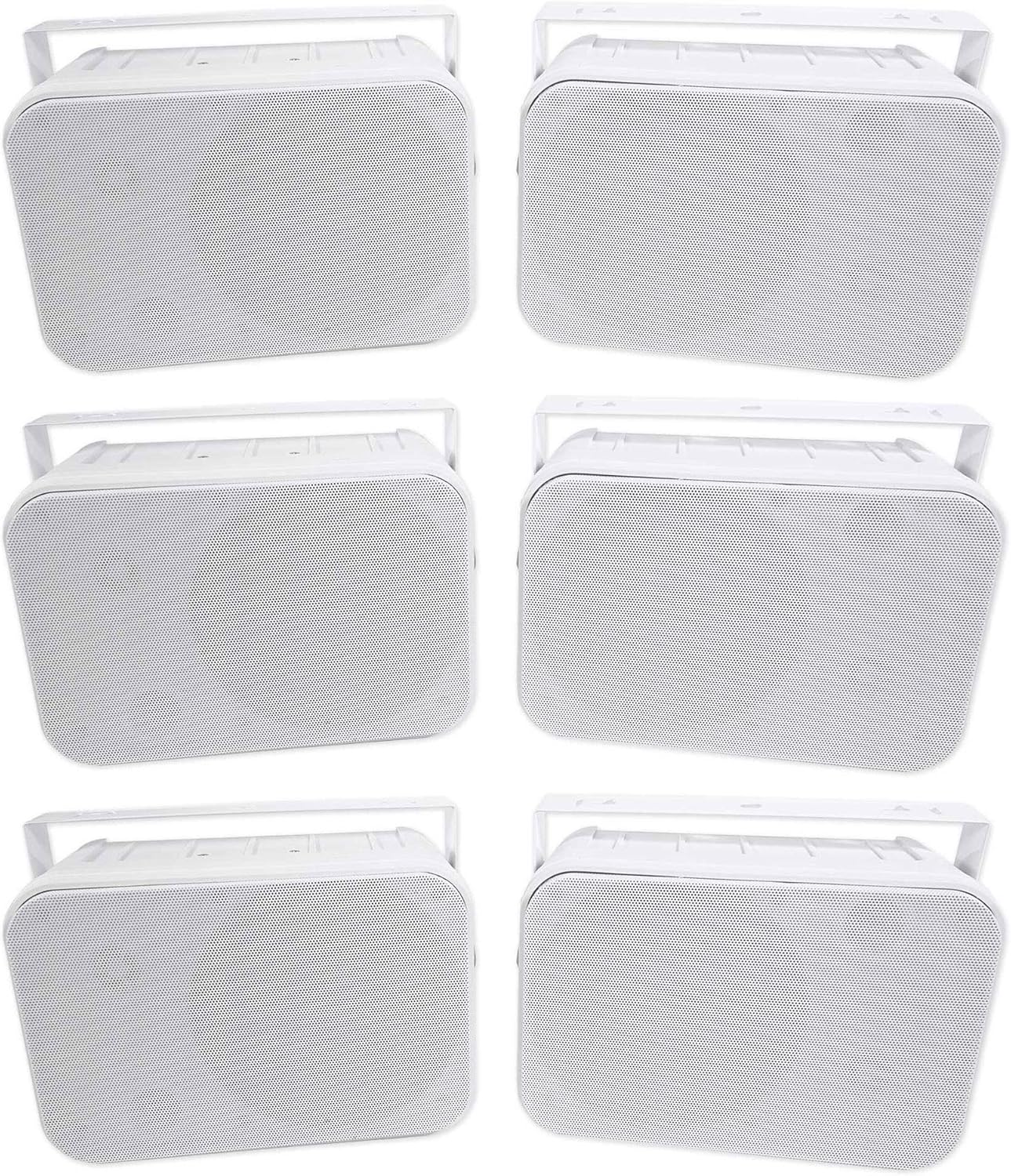 Rockville HP65S-8 500-Watt 6.5" 2-Way Outdoor/Indoor Home Theater Speakers, IPX44 Weather Resistant, Stainless Steel Grill, Gold-Plated Spring Terminals, 40Hz-20kHz, 8 Ohm, 6-Piece