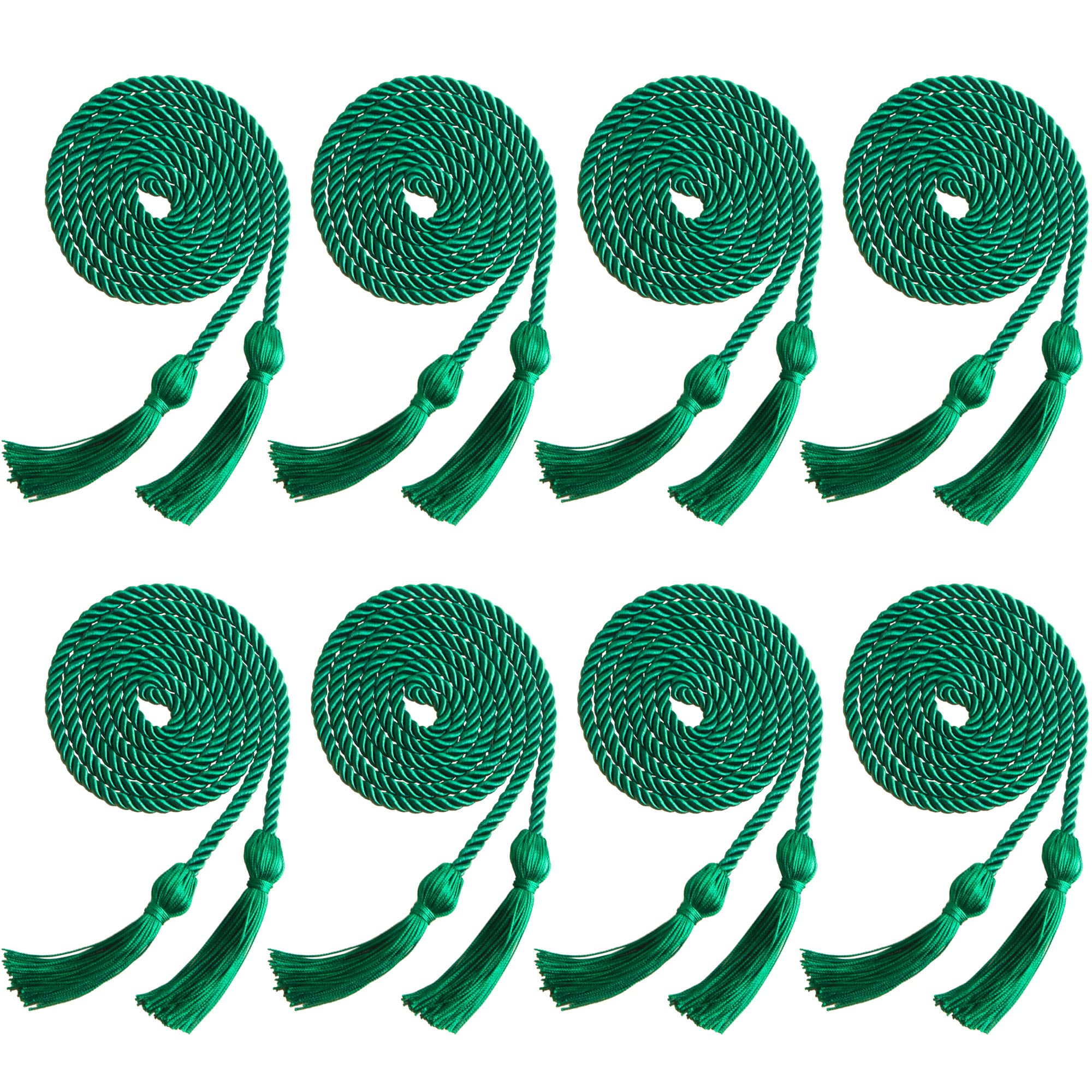 Trounistro 8 Pieces Graduation Cords Yarn Honor Cords with Tassel for College Graduation Students (Dark Green)