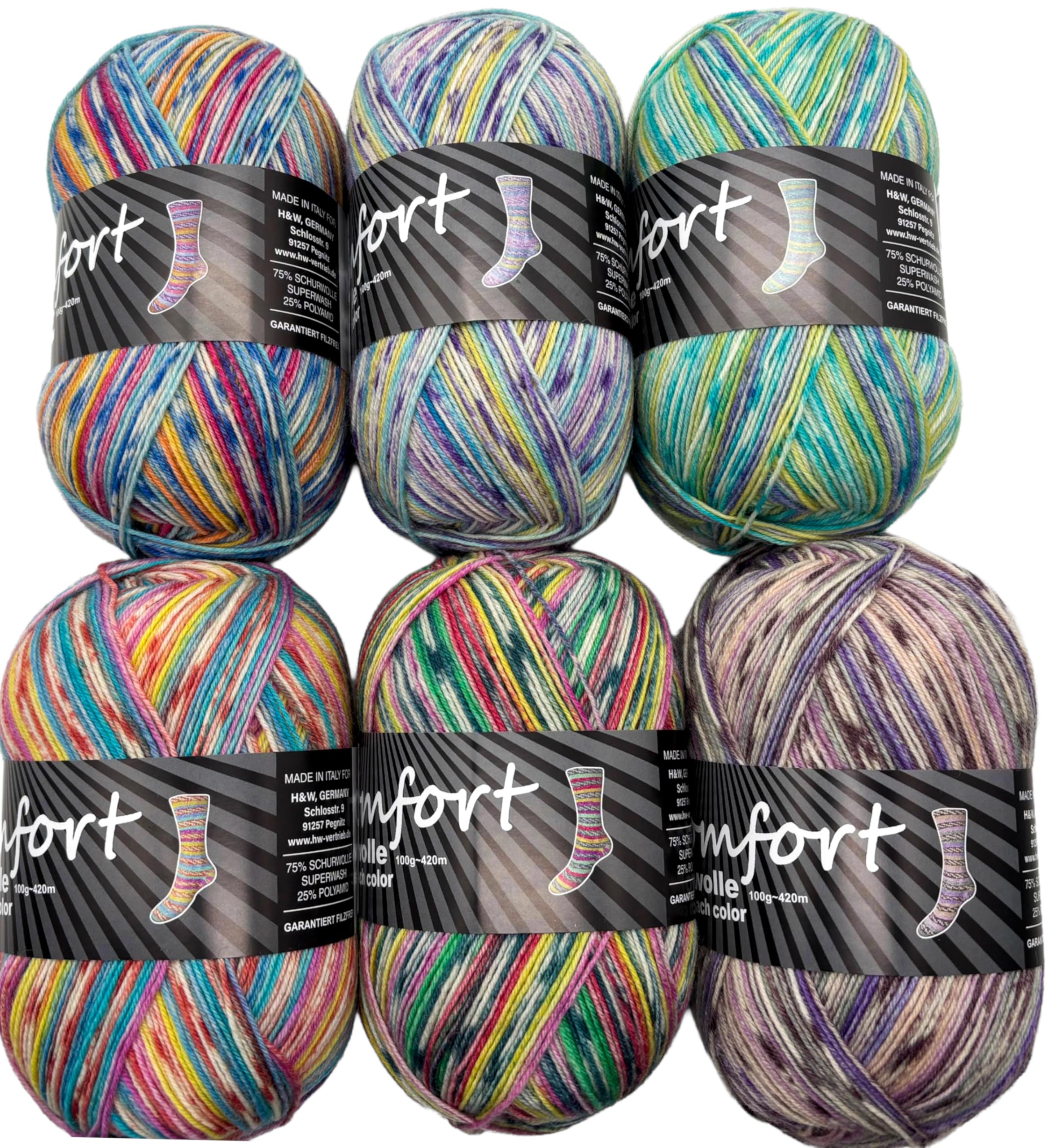 Gründl Hot Socks Madena – Lana Per Calze Made In Italy, 4 Fili, 75% Lana Vergine, Colore Baltic Sea-mix