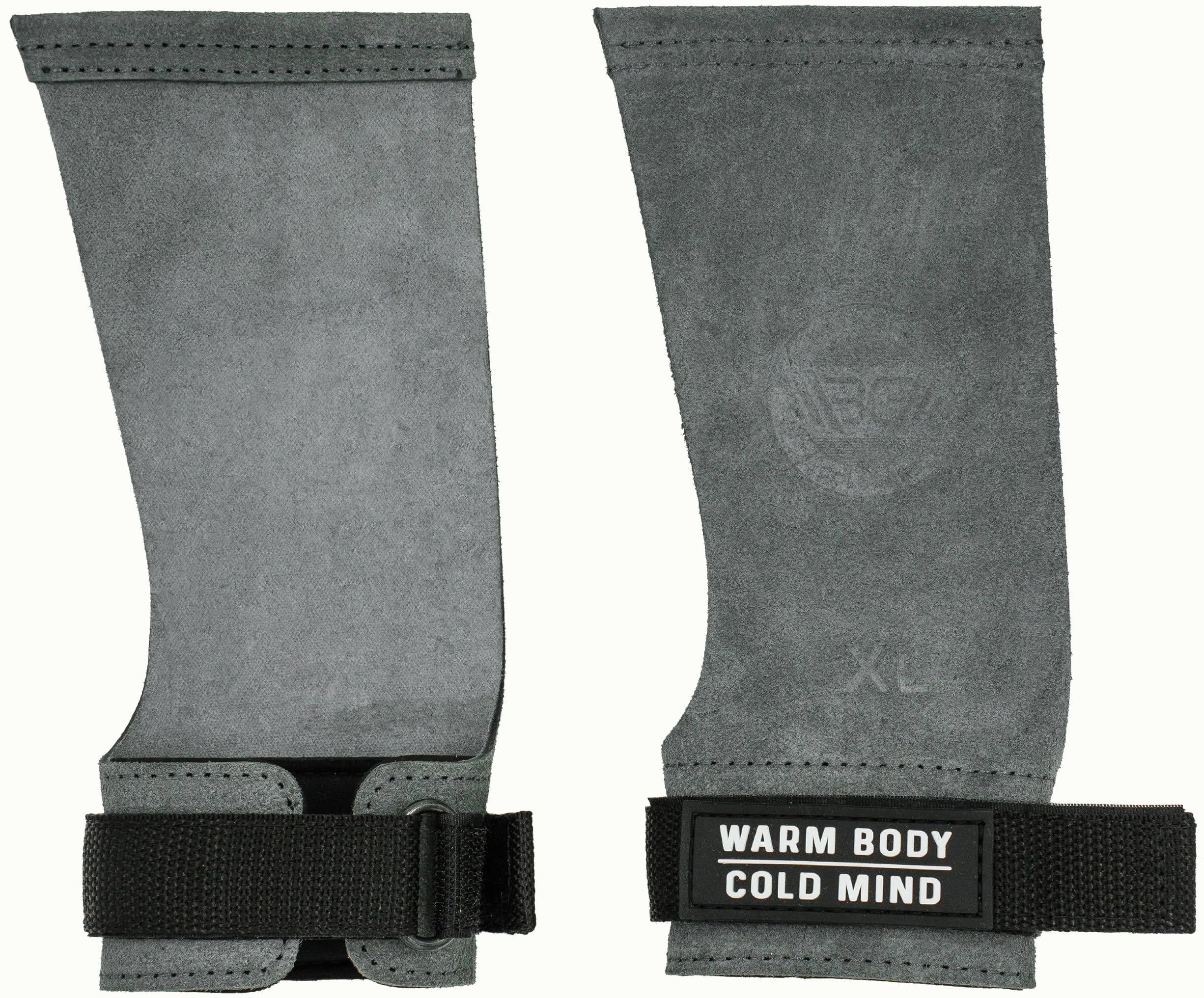 WARM BODY COLD MIND Leather Hand Grips with Wrist Wraps for Weightlifting, Powerlifting, Gymnastics, Cross Training, Pull-Ups, Palm Protection Prevent Injuries and Rips (GRAPHITE, S)