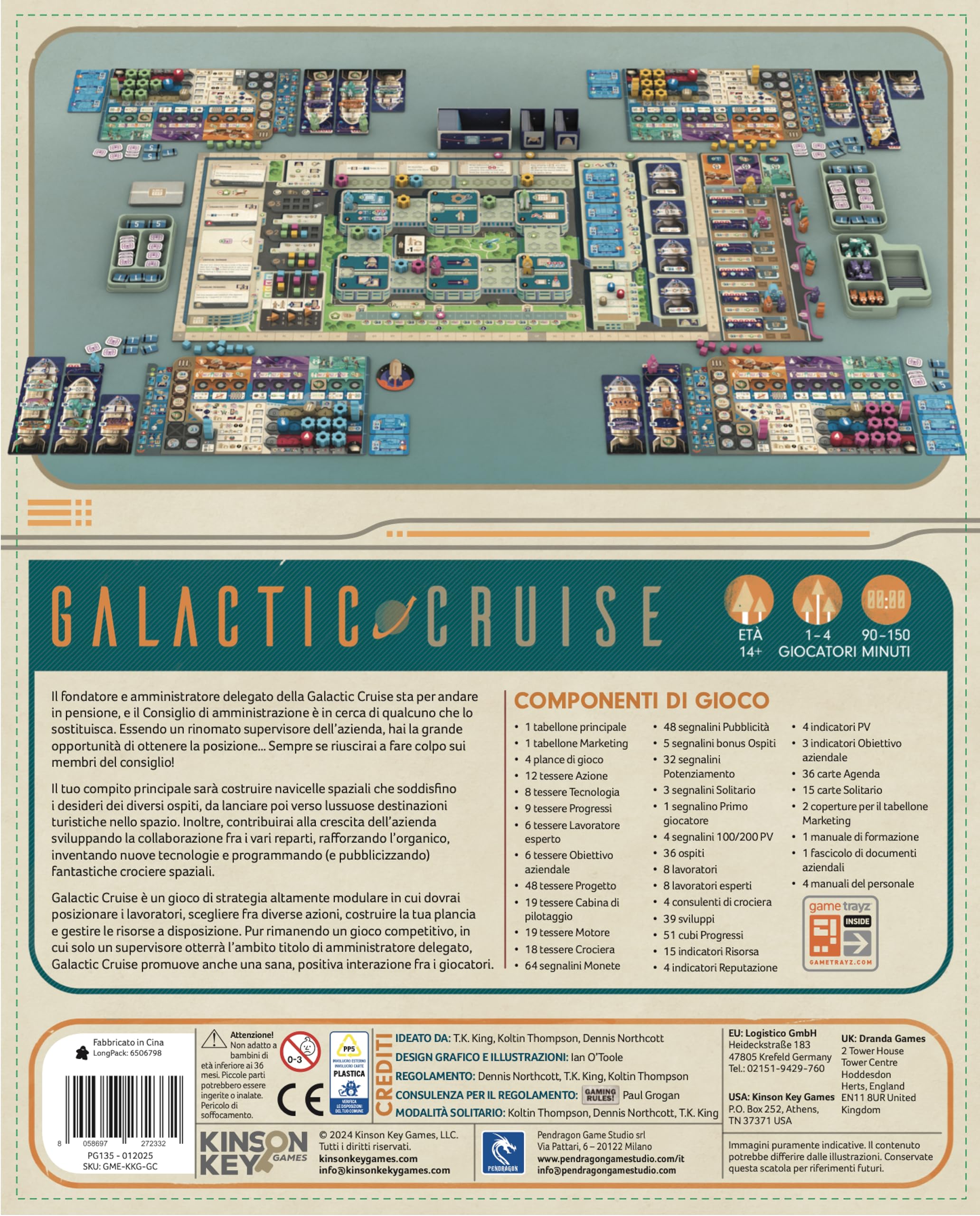 Pendragon - Galactic Cruise Gioco da Tavolo, 1-4 Giocatori, 16+ | Lingua Italiana, Gestionale, Gestione della nave, Competitivo, Strategico