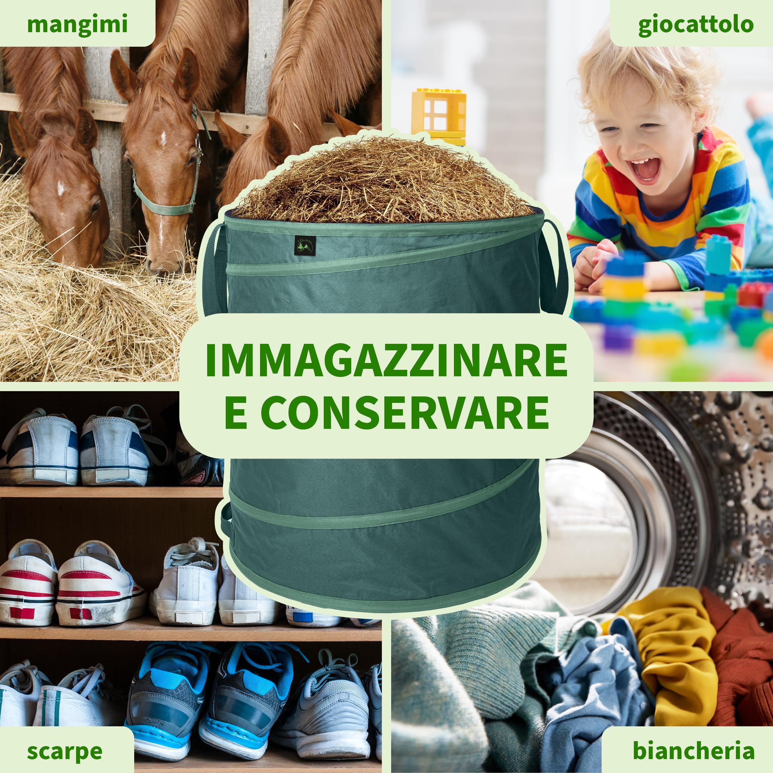 TTL GARDEN 2 sacchi per rifiuti da giardino Premium Pop Up da 270 l, 220 g/m², 600D, Oxford, set da 2 pezzi, 270 litri, pieghevoli, grandi e stabili sacchi per foglie, contenitore da giardino