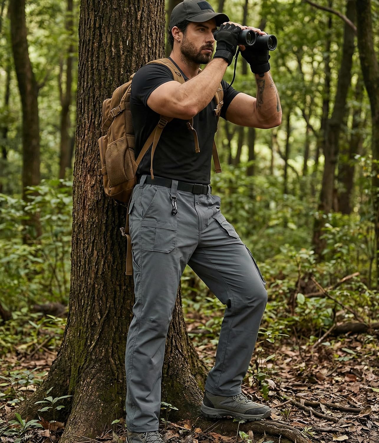 NATUVENIX Tactical Pants for Men Stretch, Ripstop Mens Work Pants Lightweight Hiking Cargo Pants Men Water Resistant - Image 6