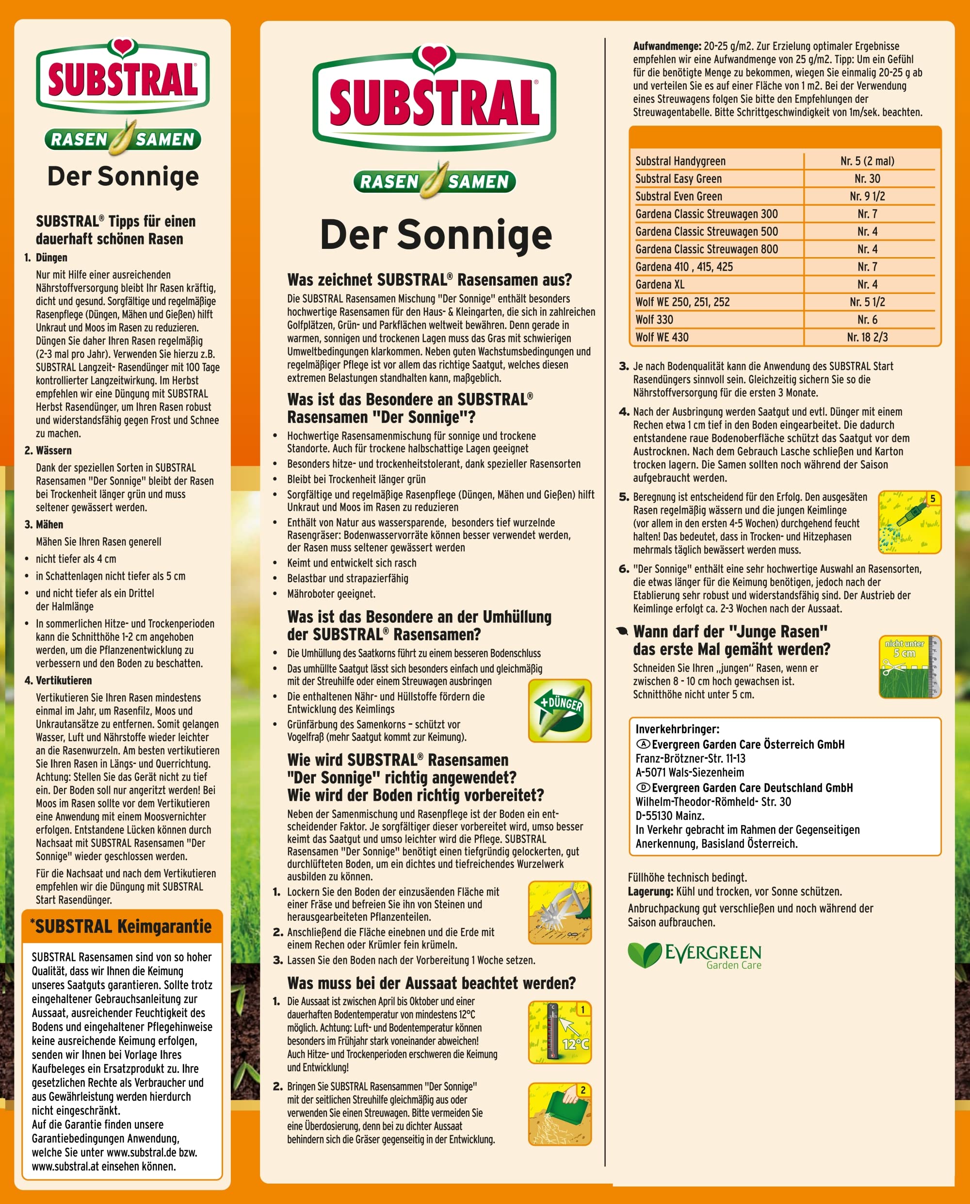 Substral Nasiona trawnika słoneczny, suchy trawnik, wysokiej jakości mieszanka nasion trawnika do miejsc słonecznych i suchych, składane pudełko 2,25 kg