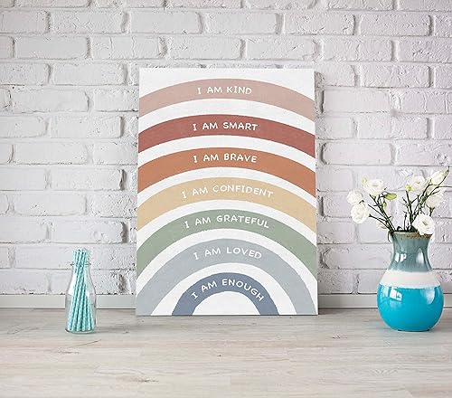 Miniatura 2 de LiTiu Lienzo decorativo bohemio con texto en inglés "I Am Kind I Am Smart I Am Smart I Am Brave Positive Affirmation - Lienzo decorativo para pared,