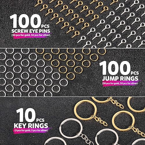 Miniatura 7 de LEOBRO Taladro de mano, 222 piezas de taladro de mano con brocas (0.031 in-0.118 in), alicates de punta de aguja, kit de fabricación de llaveros,