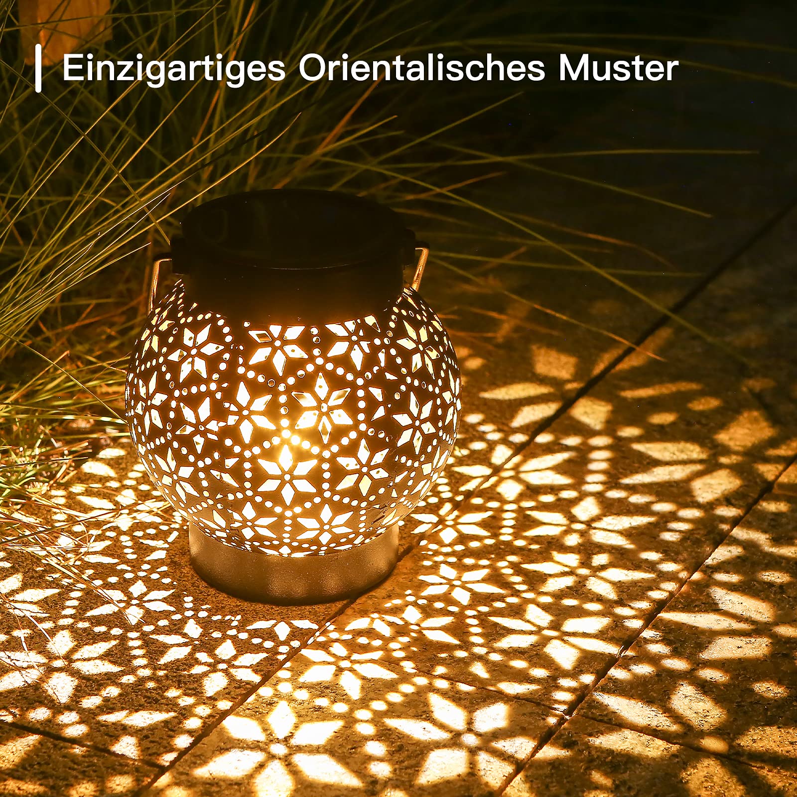 Solarlaterne für Außen 2 Stück, IP65 Wasserdicht Metall Solarlampen für Außen Hängend Garten Deko, Görvitor LED Warmweiß Solar Laterne für Draußen Balkon Weihnachten Schwarz