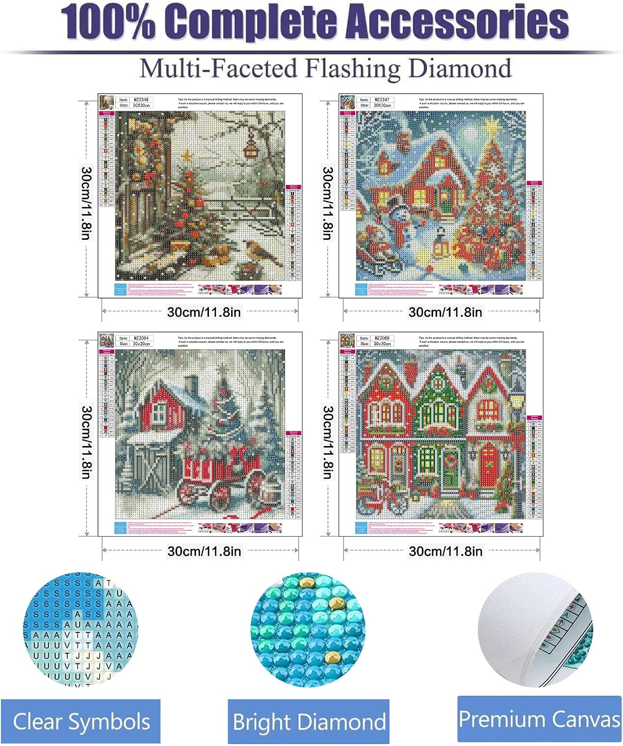 ijbnhd 4 Pack Christmas Diamond Art Kits for Adults 12 x 12 Inch image 2
