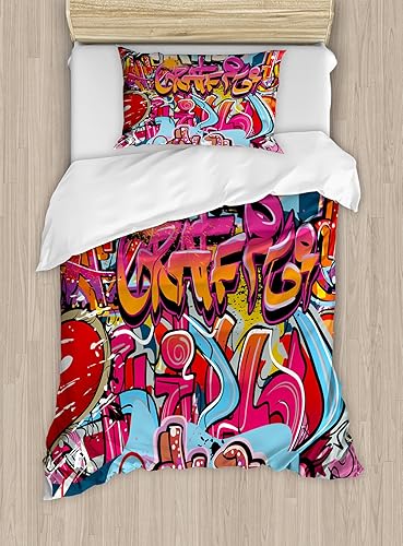 Miniatura 150 de Ambesonne Juego de funda de edredón color menta, líneas onduladas horizontales a rayas blancas abstractas de tonos suaves, exhibición de arte