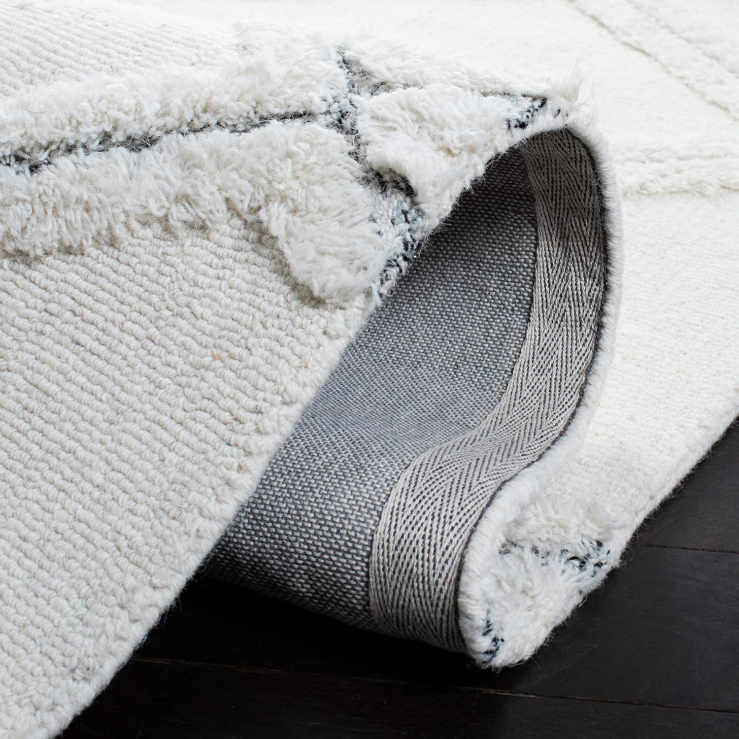 Ivory Hand-Tufted Wool Shag Area Rug 8' x 10'