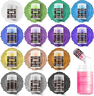Aheroi Edible glitter Set of 15, Food Grade Edible Powder Cocktail Glitter Shimmering Glitter for Drinks, Luster Dust Sprinkles Powder Glitter for Fondant Cake Decorating(4g/0.14oz)