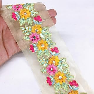 Lami - 9 Meters Parsi Embroidery Border, Resham Multicolor, Designer Saree Lace, Wedding Dulhan Blouse, Bridal Lehenga, Dupatta, Suit, Anarkali Border, Indian Trims, Fashion Lace,