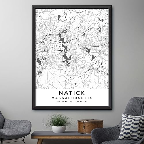 Miniatura 4 de Mapa de Natick, Massachusetts, Light 2 (24x36)
